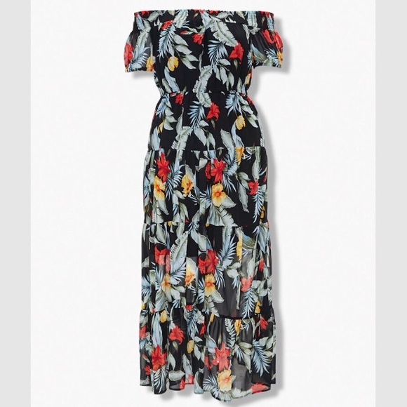Forever 21 PLUS Black Floral Sheer Chiffon Maxi Dress - Picture 2 of 11
